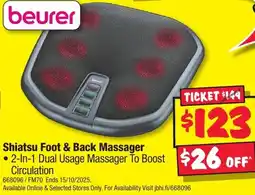 JB Hi-Fi beurer Shiatsu Foot & Back Massager offer