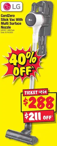 JB Hi-Fi CordZero Stick Vac With Multi Surface Nozzle offer