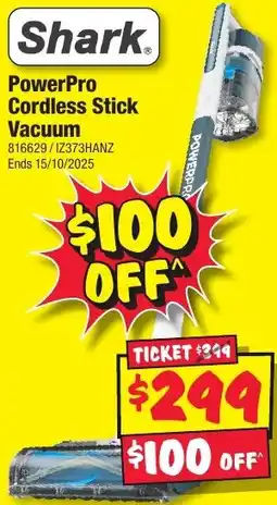 JB Hi-Fi Shark PowerPro Cordless Stick Vacuum offer