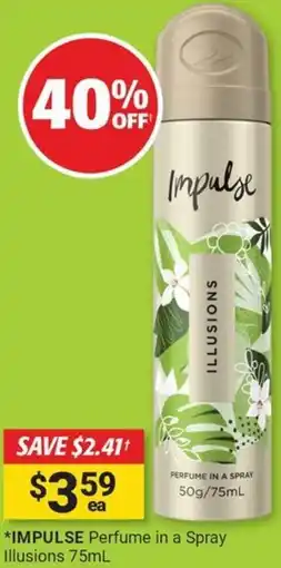 Cincotta Chemist *impulse perfume in a spray illusions offer
