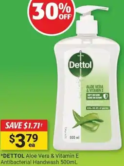 Cincotta Chemist Dettol aloe vera & vitamin e antibacterial handwash offer