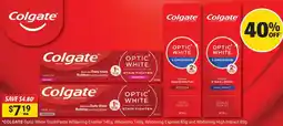 Cincotta Chemist COLGATE Optic White Tooth Paste Whitening Enamel, Whitening, Whitening Express and Whitening High Impact offer