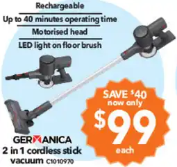 Cheap as Chips GERMANICA 2 in 1 cordless stick vacuum offer