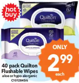 Cheap as Chips Quilton Flushable Wipes aloe or hypo alergenic offer