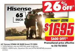 The Good Guys Hisense 65° Canvas S7NAU 4K QLED Smart TV 2024 offer
