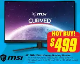 The Good Guys msi 32" FHD Curved Gaming Monitor offer