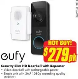 The Good Guys Cufy Security Slim HD Doorbell with Repeater offer