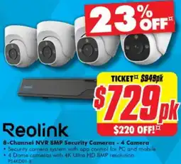 The Good Guys Reolink 8-Channel NVR Security Cameras - 4 Camera offer