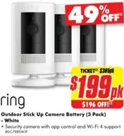 The Good Guys ring Outdoor Stick Up Camera Battery offer