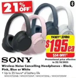 The Good Guys SONY Wireless Noise Cancelling Headphones offer