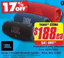 The Good Guys JBL Charge 6 Portable Bluetooth Speaker offer