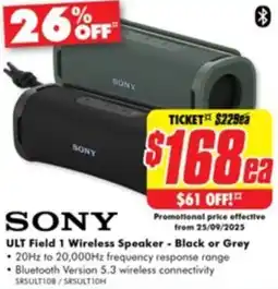 The Good Guys SONY ULT Field 1 Wireless Speaker offer