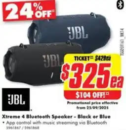The Good Guys JBL Xtreme 4 Bluetooth Speaker offer