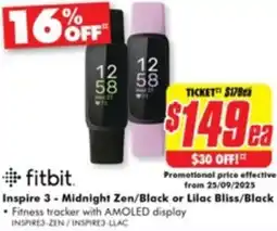 The Good Guys fitbit Inspire 3 - Midnight Zen/ offer