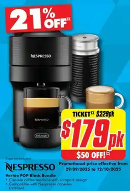 The Good Guys Nespresso vertuo pop black bundle offer