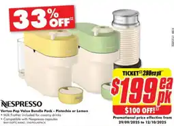 The Good Guys Nespresso vertuo pop value bundle pack - pistachio or lemon offer