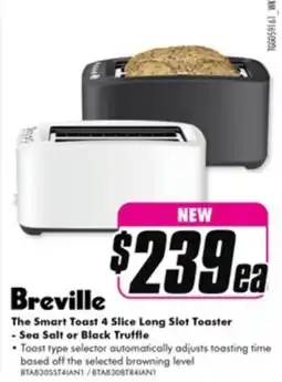 The Good Guys Breville the smart toast 4 slice long slot toaster - sea salt or black truffle offer