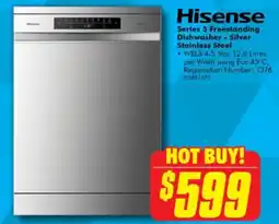 The Good Guys Hisense series 5 freestanding dishwasher - silver stainless steel offer