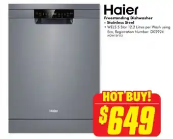 The Good Guys Haier freestanding dishwasher - stainless steel offer