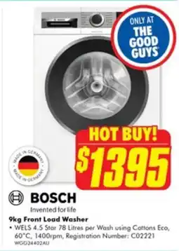 The Good Guys Bosch front load washer offer
