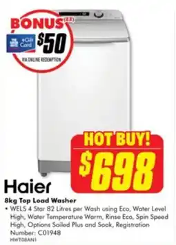 The Good Guys Haier top load washer offer
