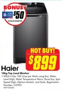 The Good Guys Haier top load washer offer