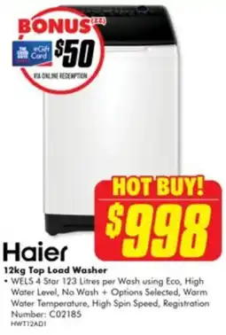 The Good Guys Haier top load washer offer