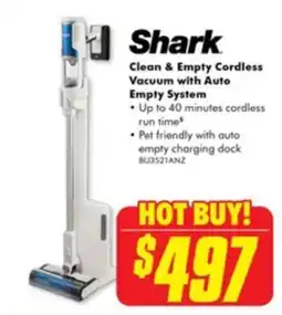 The Good Guys Shark clean & empty cordless vacuum with auto empty system offer