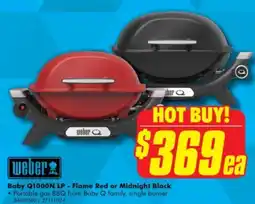 The Good Guys Weber baby q1000n lp - flame red or midnight black offer