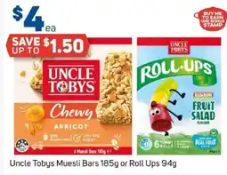 Foodland Uncle tobys muesli bars g or roll ups offer