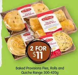 Spudshed Baked Provisions Pies, Rolls and Quiche Range offer
