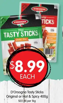 Spudshed D'orsogna tasty sticks original or hot & spicy offer