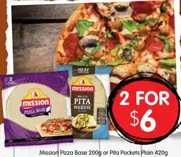 Spudshed Mission Pizza Base or Pita Pockets Plain offer