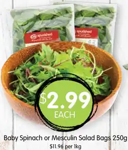 Spudshed Baby Spinach or Mesculin Salad Bags offer
