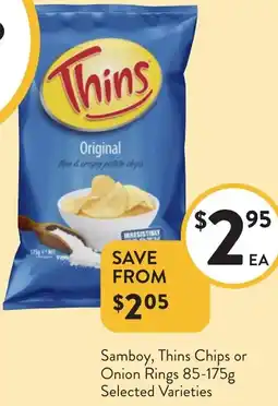 Foodworks Samboy, Thins Chips or Onion Rings offer