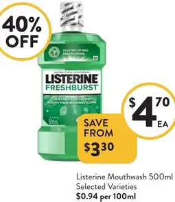 Foodworks Listerine Mouthwash offer