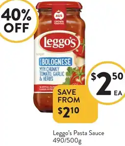 Foodworks Leggo's Pasta Sauce offer