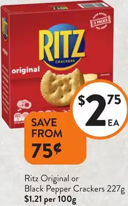 Foodworks Ritz Original or Black Pepper Crackers offer