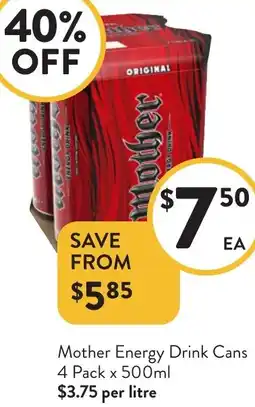 Foodworks Mother Energy Drink Cans offer