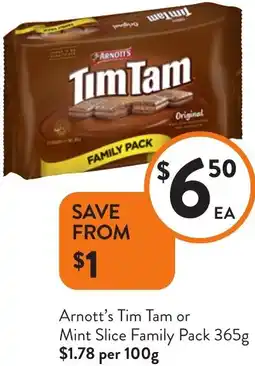 Foodworks Arnott's Tim Tam or Mint Slice Family Pack offer