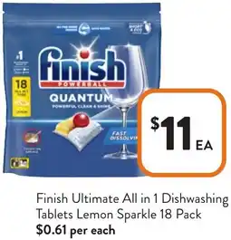 Foodworks Finish Ultimate All in 1 Dishwashing Tablets Lemon Sparkle offer