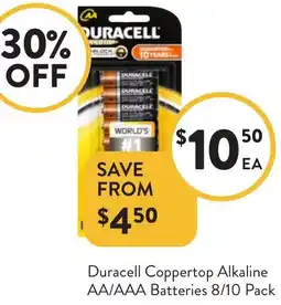 Foodworks Duracell Coppertop Alkaline AA/AAA Batteries offer