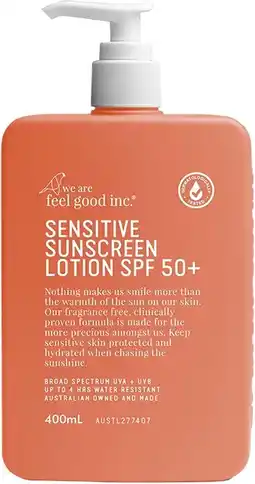 healthylife We Are Feel Good Inc Sensitive Sunscreen Lotion SPF50 400ml offer