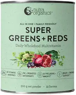 healthylife Nutra Organics Super Greens & Reds Powder 300g offer