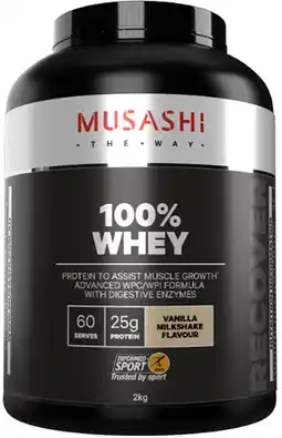 healthylife Musashi 100% Whey Protein Powder Vanilla Milkshake 2kg offer