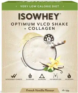 healthylife IsoWhey VLCD & Collagen Shake French Vanilla 18 x 55g offer