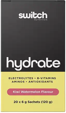 healthylife Switch Nutrition Hydrate Electrolytes Kiwi Watermelon 20 x 6g Sachets offer
