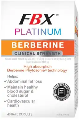 healthylife Naturopathica FBX Platinum Berberine Clinical Strength 40 Capsules offer