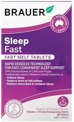healthylife Brauer Sleep Fast Melt 60 Tablets offer
