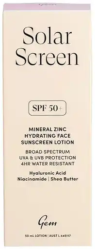 healthylife Gem Solar Screen SPF50+ Hydrating Face Sunscreen Lotion 50ml offer